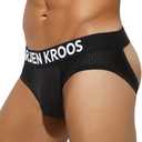 Arjen Kroos Men's Jockstrap Underwear Breathable Mesh Jock Straps Cotton Athletic Supporter (Black), Small