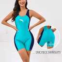 Halcurt Women's Boyleg One Piece Swimsuit Racerback Athletic Boyshort Bathing Suit