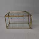 12.6" Glass Card Box Wedding Card Box with Lock for Wedding Reception Cosmetic Home Decor, Handmade Large Geometric Terrarium with Hinged Lid, Brass Frame - (Golden/House)