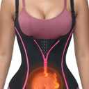 YADIFEN Waist Trainer for Women,Zipper Corset Body Shaper for Tummy Control Neoprene Cincher Sweat Sauna Vest Tank Top (Small, Black-Pink)