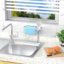 2-in-1 Sponge Holder for Kitchen Sink, Sink Caddy Kitchen Sink Organizer with 3 Suction Cups, No Drill Rustproof Sink Sponge Holder for Dish Brush, Soap & Sponge (Silver)