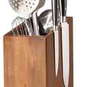 Magnetic Knife Holder without Knives, Acacia Wood Kitchen Utensil Holder with Strong Magnet, Universal Knife Block for Knives, Scissors & Utensils