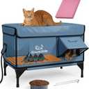 Amazon.com : Heated Cat House for Outside Foam Board, Extremely Insulated Outdoor Cat House Escape Door, Weatherproof & Waterproof Awning, Elevated Feral Animal Shelter for Winter : Pet Supplies