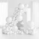 RUBFAC 145pcs White Balloons Latex Balloons 18 12 10 5 Inch Party Balloon Kit Different Sizes for Birthday Party Wedding Balloon Graduation Baby Shower Decoration