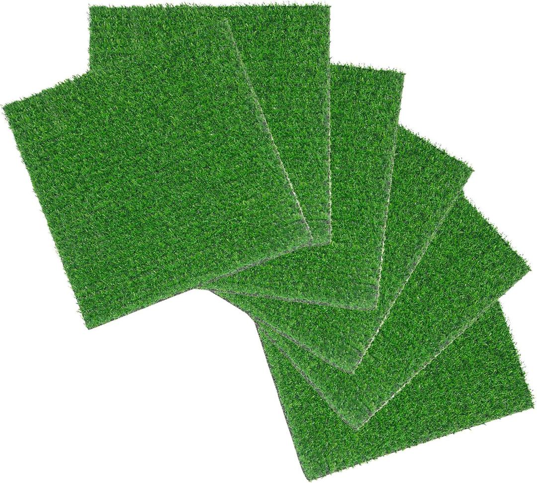 Artificial Grass Mat 12x12 Inch,Fake Grass Turf Patch,Synthetic Grass Indoor Outdoor,Patio Grass Tiles Realistic Grass Rug with Drainage Hole for Table Decoration