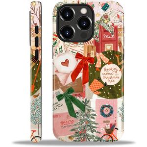 Case Compatible with iPhone 15 Pro Max, Hybrid 2-Layer Case, Military-Grade Protection Durable Shockproof Anti-Scratch Phone Cover, Cozy Christmas Collage