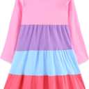 Bumeex Girl's Dresses Cotton Ruffle Sleeve Tiered Swing A-Line Cute Midi Casual Sundress (5T, #Pink)