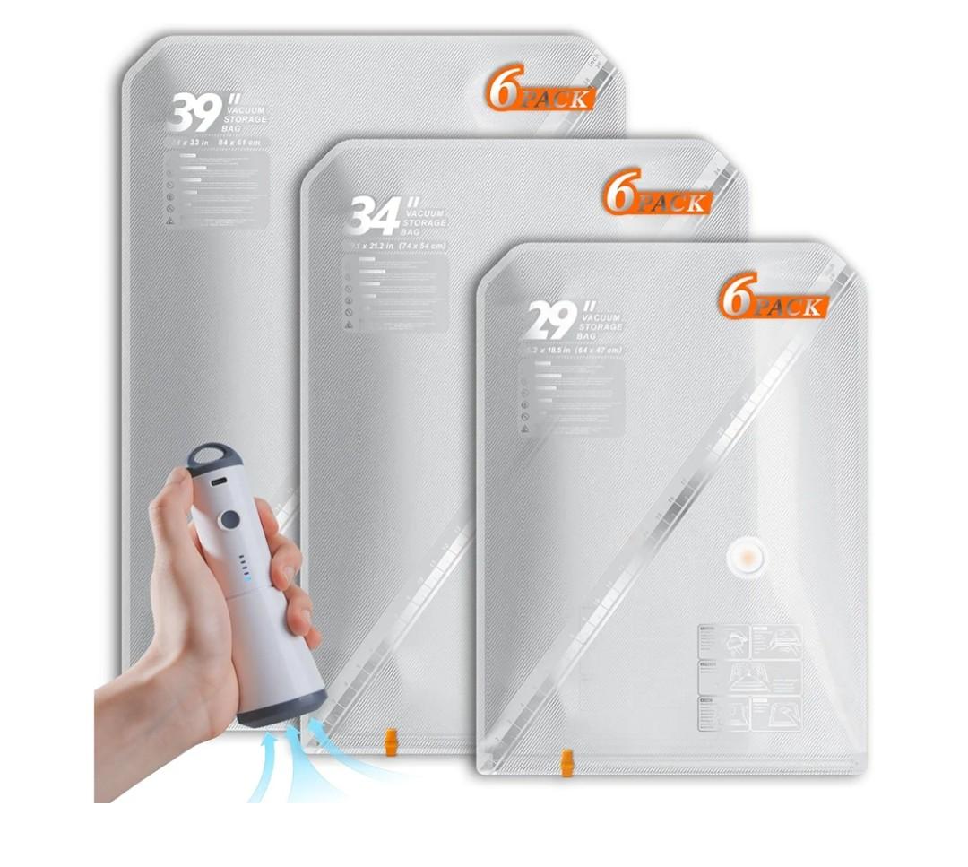 Vacuum Seal Bags for Clothing with Rechargeable Cordless Pump, 15 Pack Vacuum Storage Space Saver Bags, Compression Packing for Clothes Bedding Blanket Pillows Comforters Luggage Travel