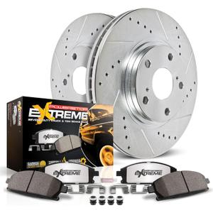 PowerStop Front Brake Kit For Toyota Tacoma 1995-04 - Truck & Tow Carbon Fiber Ceramic Brake Pads + Drilled & Slotted Rotors Upgrade, K1232-36