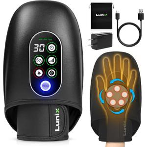 Lunix LX31 FSA Rolling Hand Massager, Heat + Compression + Kneading, Smart Memory, Cordless Rechargeable, Charcoal Black
