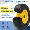 GICOOL 2-Pack 13x5.00-6 Flat Free Lawn Mower Tire and Wheel Assembly, 13" Solid Smooth Tread PU Tire with 3/4" or 5/8" Bearing, 3.25"-5.9" Adjustable Centered Hub for Zero Turn Mowers