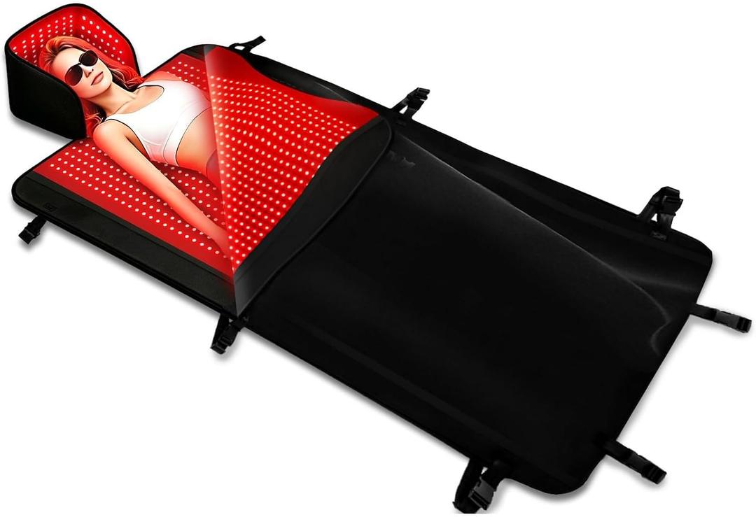 Largest 242 LEDs Full Body Red Light Therapy Mat, 24"x12" TPU Infrared Light Blanket, Dual Wavelength 660&850nm, Foldable Head Coverage for Home Use