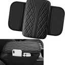 Ferianl Car Center Console Cover, Leather Auto Armrest Cover with 2 Storage Bags, Universal Cars Armrest Cushion, Vehicle Interior Accessories Protector for Sedan, SUV, Truck (Black)