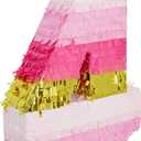 Number 4 Pinata, Pink and Gold Foil for Girls 4th Birthday Party Decorations (Small, 16.5 x 11 Inches)