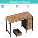 Lufeiya 40 inch Computer Desk with 4 Fabric Drawers, Kids Student Reversible Small Desks for Home Office Small Space, Work PC Desk Table for Bedroom, Rustic Brown