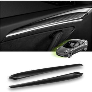 Real Carbon Fiber Front Door Trim Panel Caps 2PCS Compatible with 2021-2023 Tesla Model 3&Y,3K Toray Dry Carbon Fiber Interior Decoration Compatible with Tesla Model 3&Y(Matte Carbon Fiber)