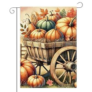 Fall Autumn Pumpkin Garden Flag for Outside Home Holiday Outside Outdoor Park Patio Decorations Thanksgiving Yard Flag 12x18 Inch