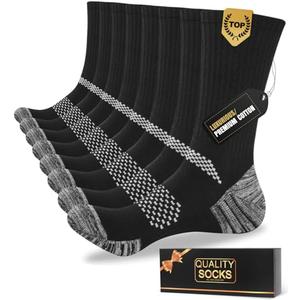 Juedverty Men's Cushioned Crew Work Socks,Moisture Wicking Athletic Boot Socks for Hiking Sports Running