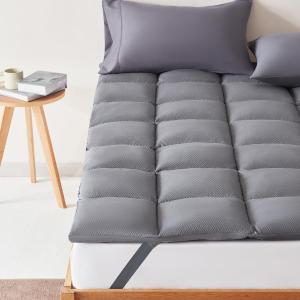 SLEEP ZONE Cooling Mattress Topper Twin Size Quilted Fitted Mattress Pad Cover, Soft Fluffy Down Alternative Pillow Top Bed Topper Deep Pocket 8-21 Inch (Grey, Twin) (Twin Standard Version)