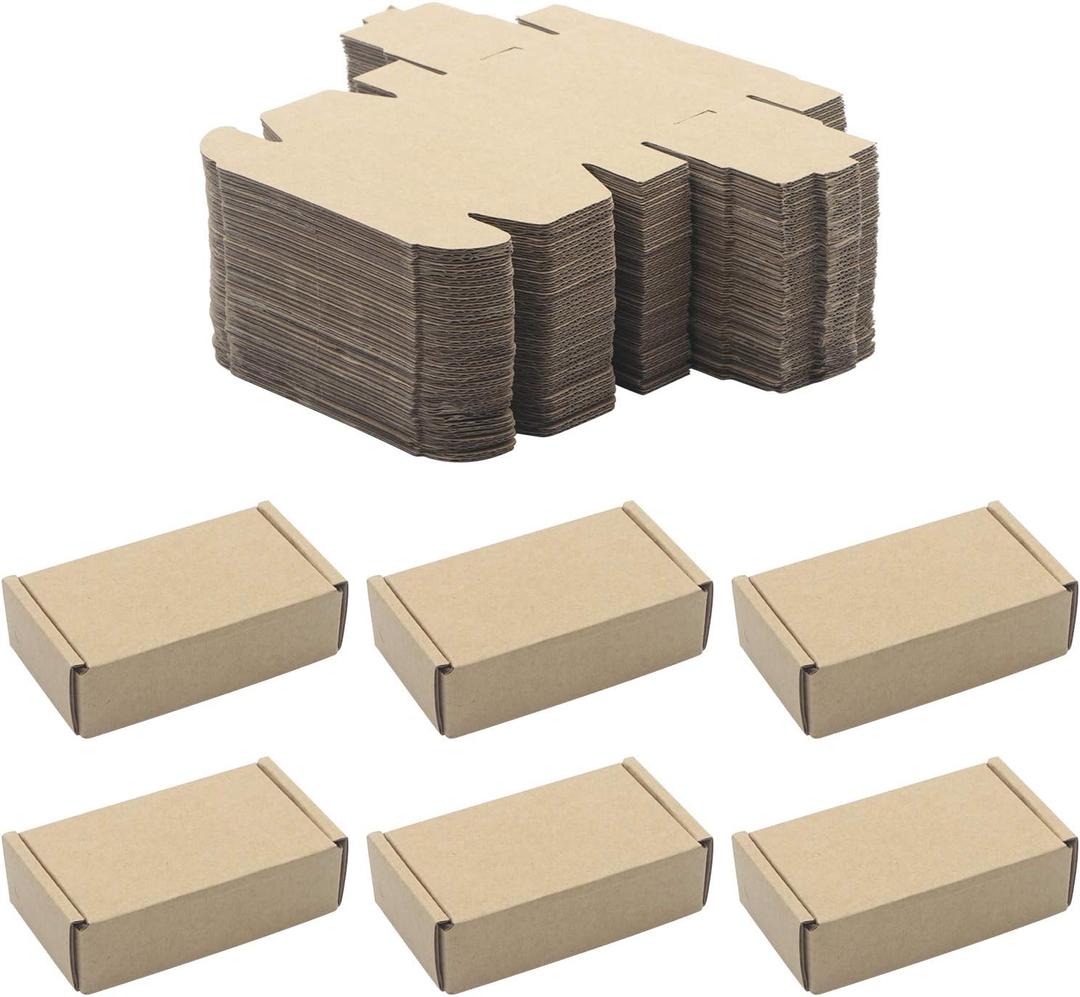 Ellbest 50 Pack Kraft Paper Boxes, Foldable Rectangular Paper Box Packing Box for shipping, Storaging Small items, Brown, 3.62 x 1.98 x 1.02 inches