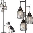 68’’ Dimmable Floor Lamp, 3 x 800LM LED Edison Bulbs Included, Industrial Floor Lamps for Living Room, Rustic Tall Lamps Standing Lamp for Bedrooms Living Room