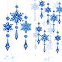 Boao Royal Blue 15 Pcs Crystal Snowflake Ornaments for Winter Valentine Acrylic Snowflake Wonderland Decorations for Party Favor Celebration