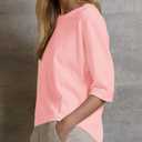 Orchidays Women's Casual 3/4 Sleeve T Shirts Basic Crew Neck Relaxed Fit Summer Tee Tops Light Pink (S)