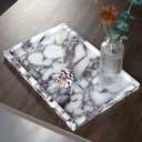 Real Luxurious Natural Marble Vanity Tray Genuine Marble Storage Tray for Home Decor Stone Tray for Bathroom/Kitchen/Vanity/Dresser,Plate Holder for Tissues, Candles, Towel