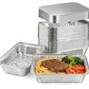 40 Pack 3 LB Aluminum Foil Pans with Lids Heavy Duty, 48 Ounce 8.7"×6.6"×2.4" Aluminum Food Containers with Lids, Disposable Tin Foil Pans for Baking, Meal Prep, Freezer, Heating and Takeout