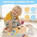 YHHYTOY Montessori Toys for 1+ Year Old, 4 in 1 Object Permanence Coin Box, Ball Drop Color Sorting Sensory Fine Motor Skills Toys Shape Sorter for Toddlers 1-3, Gifts for 1 2 3 Year Old Girls Boys