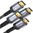 4K DisplayPort to HDMI Cable Adapter 2Pack 6.6FT, JSAUX DP to HDMI Male UHD 4K@30Hz/2K@60/1080P@120 Nylon Braided Uni-Directional HDTV Cord for Dell, Monitor, Projector, Desktop, AMD, NVIDIA,Lenovo,HP (Grey)