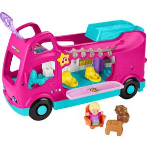 Fisher-Price Little People Toddler Toy Barbie Little Dreamcamper RV Playset with Music Lights & 2 Figures for Ages 18+ Months, Multilanguage Version