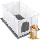 Marsui Extra Large Cat Litter Box Enclosure 31.5" l x 20" W x 15.7" H with Litter Mat (35"x23") - DIY Splash Guard Shields, Lightweight Plastic Panels, Easy to Clean, Fits Most Boxes