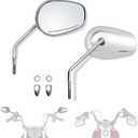 FOVPLUE Handlebar Mount Mirrors,Left & Right Side Long Stem Rearview mirrors for 1982-2024 Harley Models,for CVO Dyna Electra Glide Road Glide Road King Softail Street Glide Sportster 1200 883,Chrome