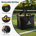 YooKoo Pickleball Basket with Lockable Wheels, Collapsible Pickleball Hopper Holds Up to 100 Balls, Sports Equipment Organizer Suitable for Ball Court, School, Garage, 12.5" 12.5" 12.5"