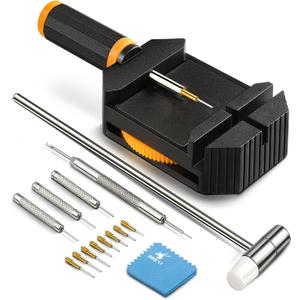 JOREST Watch Link Removal Kit, Resizing Tool for Bracelet Adjustment & Replacement, Pin Remover for Sizing Strap, Watch Adjuster, Hammer for Watch Repair, Adjust Band, with User Manual, Punches (Orange)