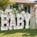 4FT Baby Letters for Baby Shower,Multicolor Marquee Light Up Decor