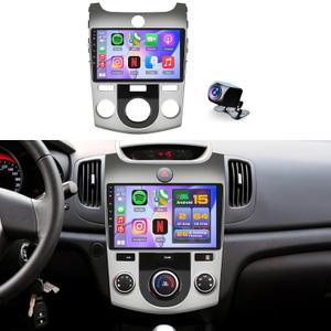 [2+64G] Android 15 Car Stereo for Kia Forte 2008-2012 Wireless CarPlay Android Auto,9 Inch Touch Screen Bluetooth Radio GPS WiFi Dual USB FM RDS Radio Backup Camera