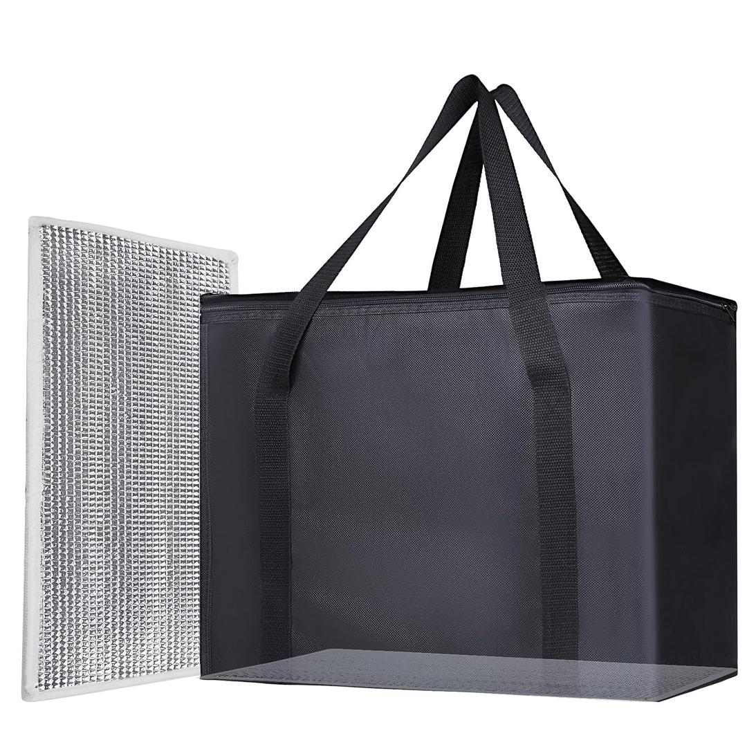 1PK Insulated Grocery Bags Reusable Heavy Duty - Cooler Tote with Reinforced Base for Stability & No Sag - XL Thermal Bag for Hot Cold Food, Delivery, Shopping, Travel, Camping,Grocery Essentials