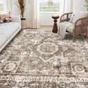 Machine Washable Rug 9' x 12' Vintage Design Area Rugs with Non Slip Rugs for Living Room Bedroom Carpet Stain Resistant, Home Decor Office Boho Rug, Ivory
