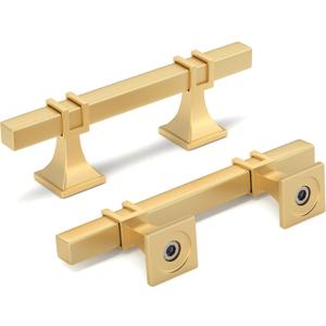 homdiy 12 Pack 3 Inch(76 mm) Hole Centers Gold Cabinet Pulls Brushed Gold Cabinet Handles Zinc Alloy Brass Dresser Drawer Pulls Brass Kitchen Cupboard Hardware Dresser Drawer Handles