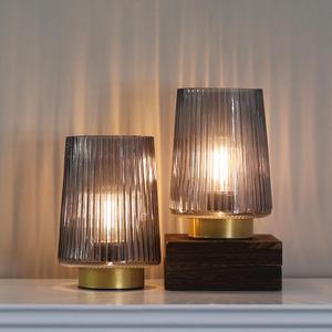 Battery Powered Lamp with Timer, Cordless Small Table Lamps Battery Operated with LED Bulb, Decorative Bedside Lamp for Living Room Grey 2Pack