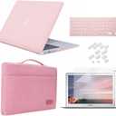 iCasso Compatible with MacBook 12 Inch Case Bundle 5 in 1,iCasso Ultra Slim Plastic Hard Cover with Sleeve,Screen Protector,Keyboard Cover & Dust Plug for MacBook 12'' Model A1534 - Rose Quartz