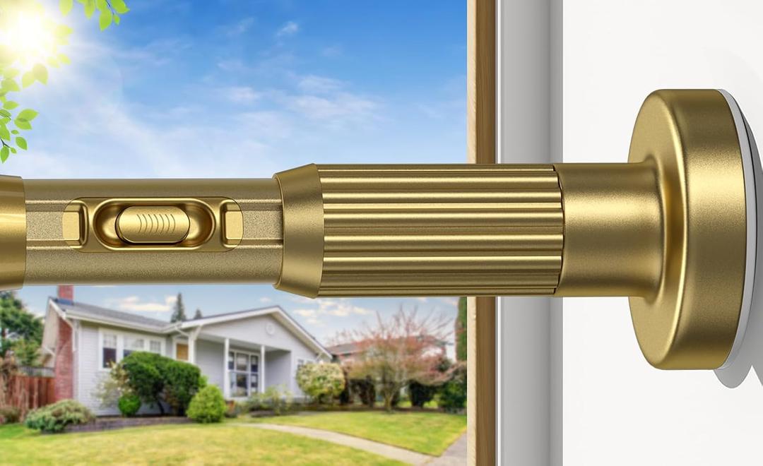 41-100 Inch Heavy Duty Gold Tension Curtain Rod - No Drilling, Adjustable, Rust-Proof for Outdoor, Living Room, Bathroom