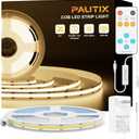 PAUTIX COB LED Strip Light 16.4ft,Engineering Level UL Listed Warm White 3000K,CRI93+ Super Bright High Lumen,Dimmable 24V Flexible LED Tape Light with RF Remote,for Cabinets,Home&Office DIY Lighting