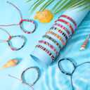 Yinkin 50 Pcs Boho Surfer Bracelet for Men Women Summer Beach Anklet Bracelet Waterproof Braided Bracelets Handmade Adjustable Bracelets Colorful Thin String Rope Jewelry for Festival Accessories