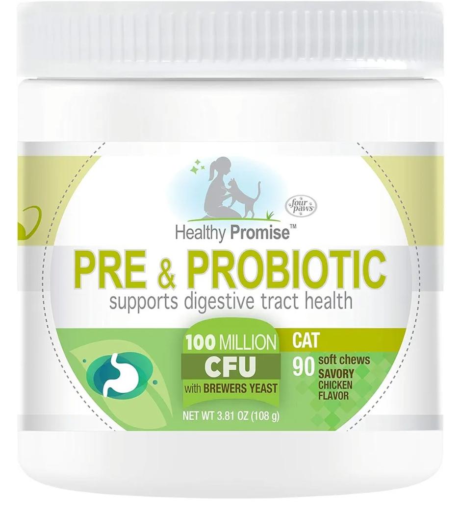Four Paws Healthy Promise Pre and Probiotics for Cats Soft Chews 90 Count BB 10/25