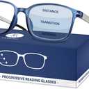 EASY READ TR90 Progressive Multifocal Reading Glasses for Men,Rectangular Blue Light Blocking Readers with Spring Hinge