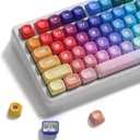 MOA Profile PBT Keycaps, 131 Keys Dye-Sublimation Custom Keyboard Keycaps Cute Rainbow Key caps for Cherry Gateron MX Swithes Mechanical Keyboards