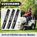 3 Pack 942-05056A Lawn Mower Blades with Nuts for ZT1 54, ZT2 54, RZT L54, RZT S54, XT1 LT54 Replace Troy Bilt Craftsman Cub Ca det 54 inch Mower Blades 742-05056A, 490-110-C143, High Lift